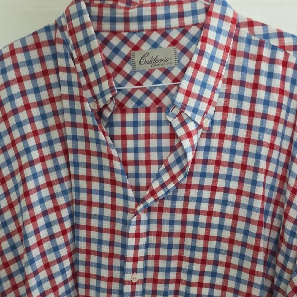 Red and Blue Plaid Men's Casual Shirt